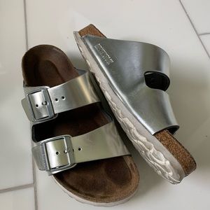 Birkenstock Arizona Unisex Silver Sandal sz38